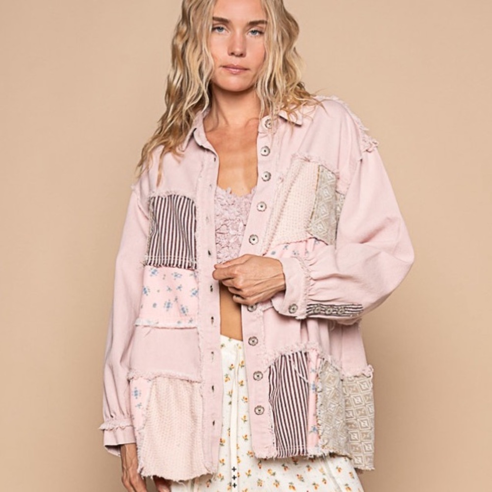 POL Blush Patchwork Utility Jacket NWT - image 3
